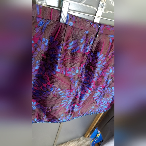 J.Crew • Vibrant GORGEOUS Floral Jacquard Neon Purple Blue Mini Pencil Skirt 12 - Picture 10 of 17